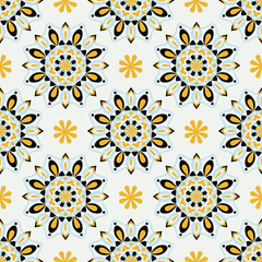 Seamless pattern with decorative circles in the style of a mandala.