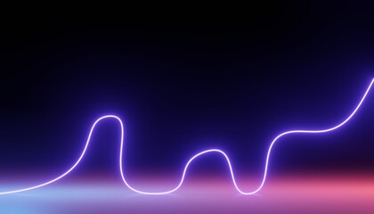 3d render of RGB neon light on darkness background. Abstract Laser lines show at night. Ultraviolet spectrum beam scene