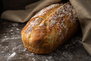 Closeup of homemade bread on the table