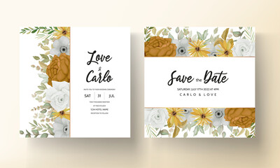 Naklejka premium wedding invitation with beautiful autumn flower