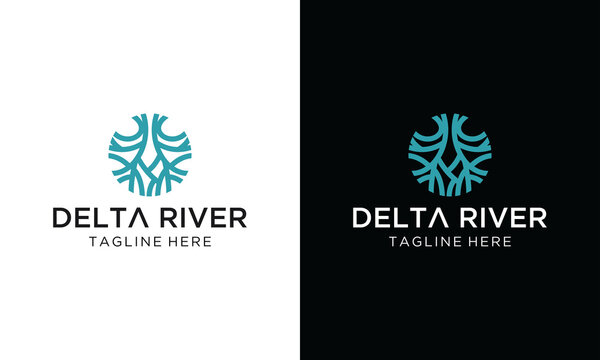 Abstract flat minimalist river delta logo