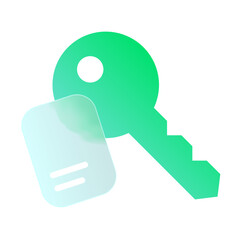 Vector modern trend icon in the style of glassmorphism with gradient, blur and transparency. key symbol and icon
