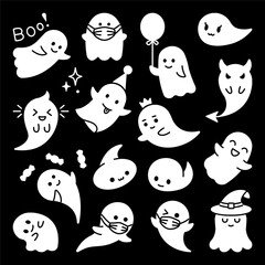 Halloween ghost character. Vector cute ghost clip art