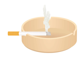 Ashtray and cigarette. vector illustration