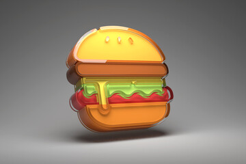 3d illustration burger floating on dramatic background.
Image suitable for advertising burgers and junk food