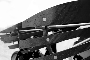 Parts and components of agricultural machines. Plough. Harrow. Cultivator. Fragment.
