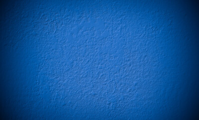 Old wall pattern texture cement blue dark abstract  blue color design are light with black gradient background.