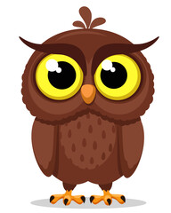 Brown owl on a white background. The character