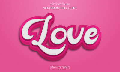 Love 3d text effect design . Love 3d editable vector text effect design .