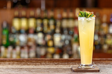 cocktail with ice on the bar