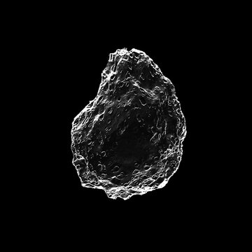 Old asteroid with lot of meteorite damages, add little extra to your space scenes. Stark, vacuum lighting, black background, isolated. High quality image, 3D generated