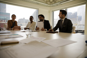 Fototapeta na wymiar Business people brainstorming in conference room
