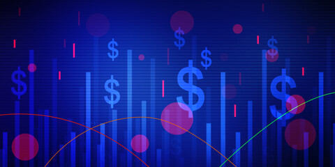2d rendering Stock market online business concept