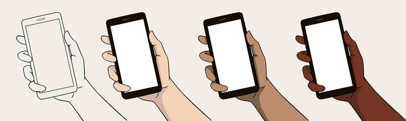 Hand holding phone illustration vector
