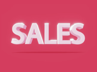 3D Sales - Red Wallpaper with Text Sign for Shop Window