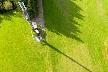 a mobile radio mast from above