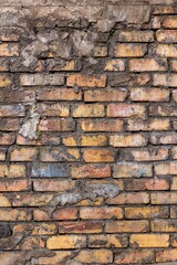 old ruined silicate brick wall