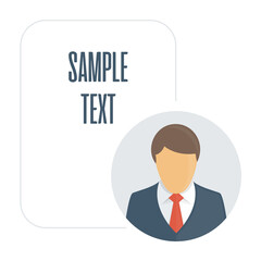 Businessman and speech bubbles. Office worker say something concept. Cartoon man with Bubble Speech. Character in a jacket and tie talking.