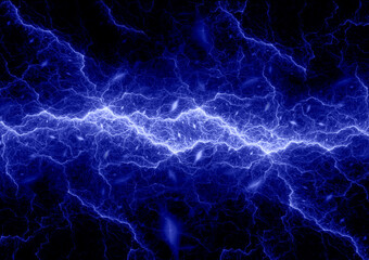 Blue fractal lightning background, electrical abstract