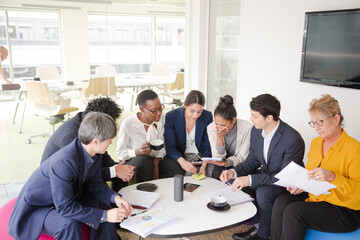 Business people talking in relax zone