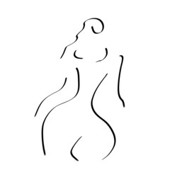 silhouette of a woman line illustration 
