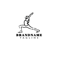 sportswomen training squat cartoon logo icon design isolated vector illustration