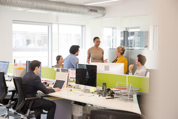 Fototapeta premium Business people meeting in open plan office