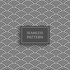 Wave seamless pattern vector illustration. Black abstract sea water texture surface with seamless pattern text, fish skin tiles or mermaid tail scale, stripes twist, wavy line repeat design