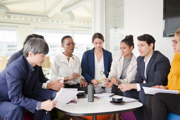 Business people talking in relax zone