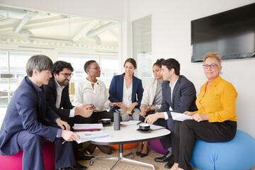 Business people talking in relax zone