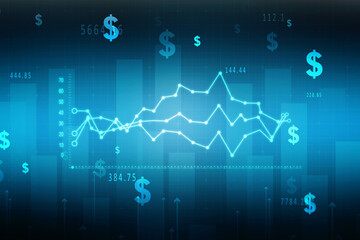 2d rendering Stock market online business concept