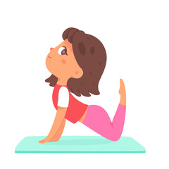 Cute girl doing yoga sport exercise, healthy lifestyle activity, exercising in gym