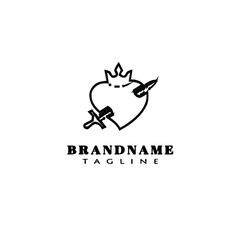 arrow through heart cartoon logo icon design template black isolated vector illustration