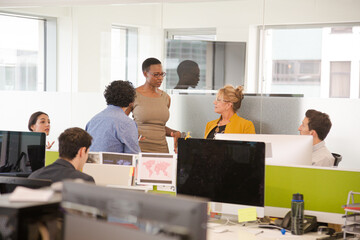 Fototapeta premium Business people meeting in open plan office