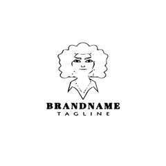 female face avatar logo icon design black isolated vector illustration