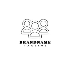 group of businessman logo cartoon design template icon black isolated vector illustration