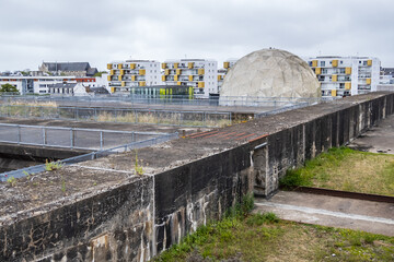 View of the former submarine base at Saint-Nazaire, with a 9-meter (30 ft) thick concrete ceiling...