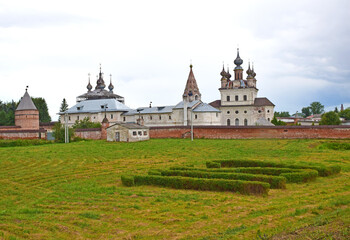 The Mikhailo-Arkhangelsk Monastery in Yuriev-Polsky was founded at the beginning of the XIII century by Prince Svyatoslav. The existing temples belong to the XVII century. Russia, Yuryev, August, 2021