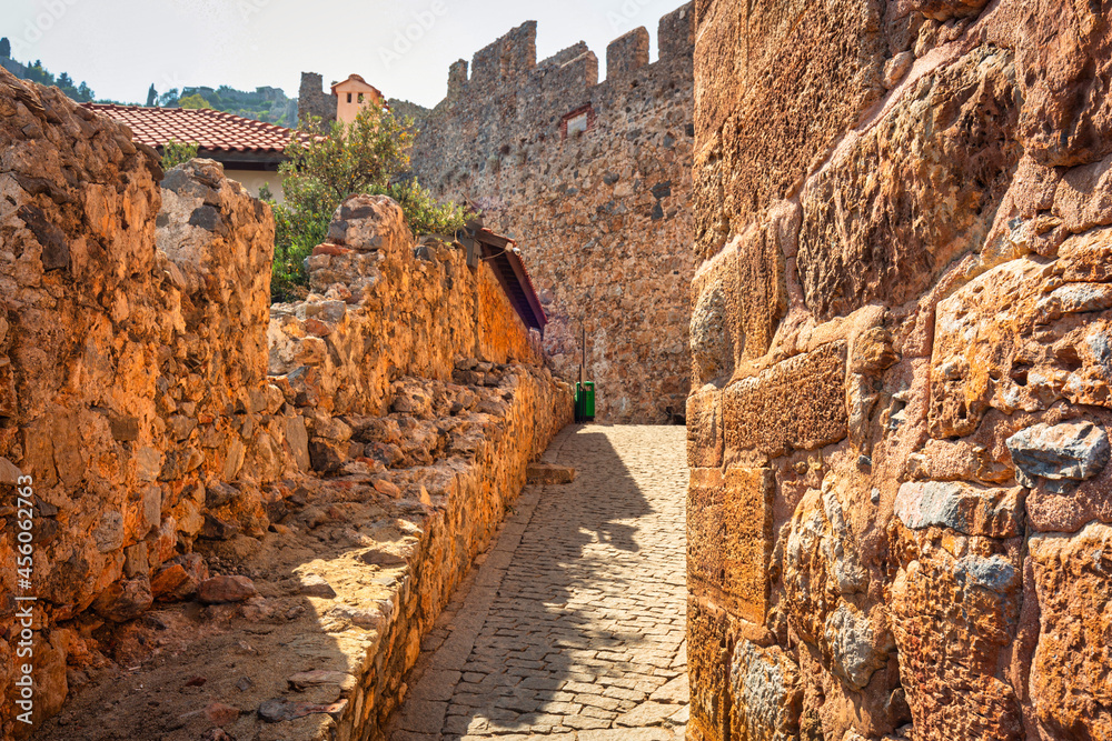 Wall mural historical architecture of the city walls of alanya, turkey