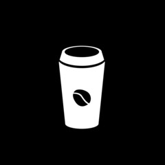 Coffee cup icon on black background. Graphic elements. Trendy flat isolated symbol, sign for: illustration, outline, logo, mobile, app, emblem, design, web, dev, site, ui, gui, ux. Vector EPS 10
