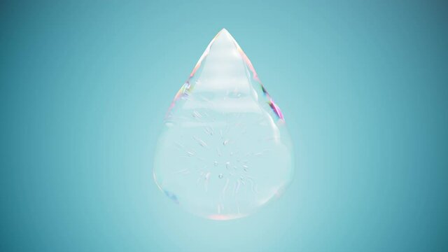 3d loop animated background with water drop being deformed. 4k. Clean and beautiful concept.  Loop animation