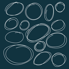 Set of vector hand drawn circles using sketch drawing scribble circle lines.