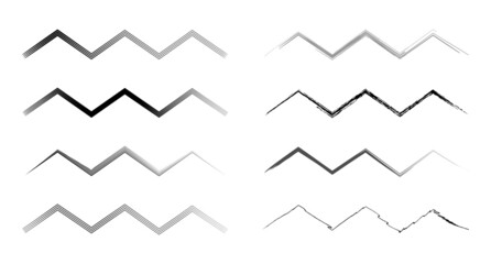 Set of vector hand drawn brushes elements for your design works. Doodle lines, various dividers for web sites. Zig zag