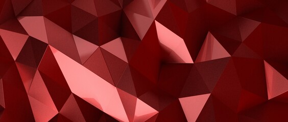 Connection of dots and lines structure on dark background. Red abstract polygona