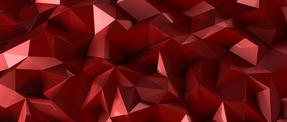 Connection of dots and lines structure on dark background. Red abstract polygona