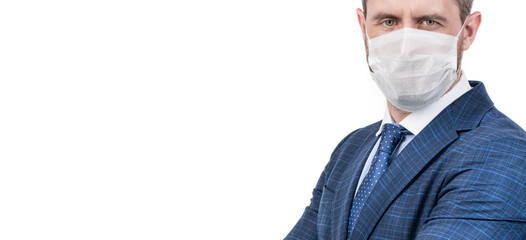 Businessman wear face mask. New normal for the workplace. Adapting to new normal