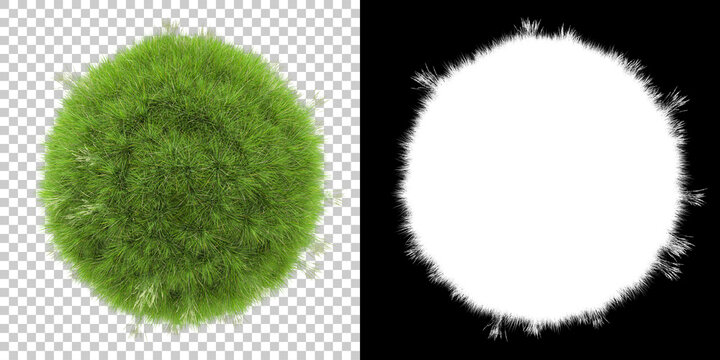 Miniature green planet isolated on background with mask. 3d rendering - illustration