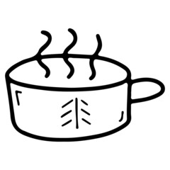 Vector monoline cute cup of coffee with heart.