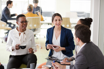 Business people brainstorming in relax zone