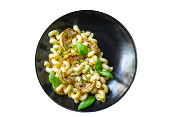 pasta zucchini vegetable and macaroni no meat fresh portion meal snack on the table copy space food background rustic top view veggie vegan or vegetarian food